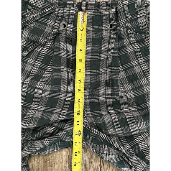 Free People Potato Sack High Rise Loose Fit Green Plaid Pant Size 0 - Picture 7 of 8